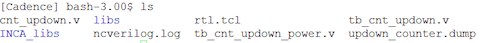Directory contents after running NCVerilog
