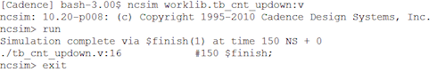 Running ncsim to check simulation snapshot