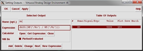 Figure 9. Output setup